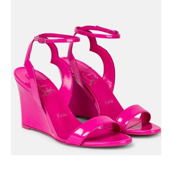 Christian Louboutin Shoes - Christian Louboutin Zeppa Chick 85 Patent Leather Wedge Sandal 38